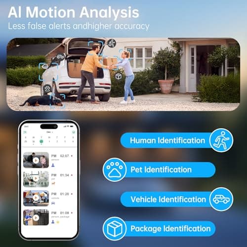 Security Cameras Wireless Outdoor,2.4G WiFi Security Camera Outdoor 2K Battery Powered Cameras for Home Security,AI Motion Detection,Color Night Vision,2-Way Talk,Waterproof,Cloud/TF Storage 7