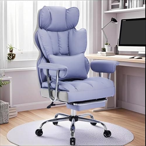 Efomao Big and Tall Office Chair 440LBS, Purple Heavy Duty Executive Chair with Footrest, Ergonomic Desk Chair for Home Office, Wide Computer Chair 8