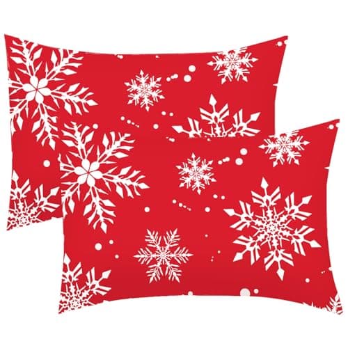 HCORA Christmas Pillow Cases Queen Size Set of 2, Ultra Soft Double Brushed Microfiber Pillowcases with Envelope Closure, Shrinkage and Fade Resistant, 20"x30"