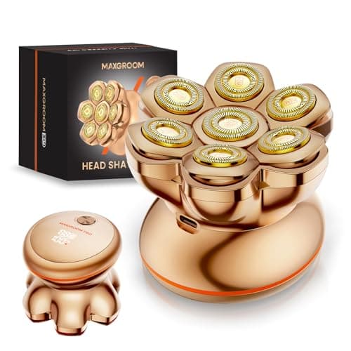 MAXGROOM® PRO 7D Electric Head Shaver for Bald Men – Electric Razor with 7D Flexible Skin-Friendly Blades, Long Battery Life, IPX6 Waterproof, LED Display, 2 Speed Settings, Premium Gifts for Men