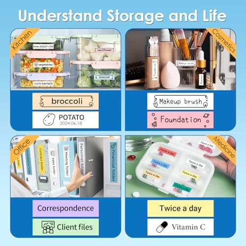 VolenGo Label Maker Machine with Tapes, Label Maker Waterproof-Labels, Portable Rechargeable Labeler with 12mm-Tape, Bluetooth Backlit Labeling Machine, LT12 Handheld Label Printer for Office Home 8