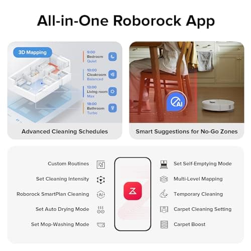 roborock Qrevo S Robot Vacuum and Mop, Self-Drying, Auto Mop Washing, 7000Pa Suction, Self-Emptying & Refilling, 10mm Mop Lifting, 200RPM Spinning Mops, Smart Obstacle Avoidance, White 7