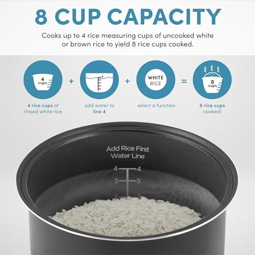 AROMA Digital Rice Cooker, 4-Cup (Uncooked) / 8-Cup (Cooked), Steamer, Multicooker, Slow Cooker, Oatmeal Cooker, Auto Keep Warm, 2 Qt, Stainless Steel Exterior 5