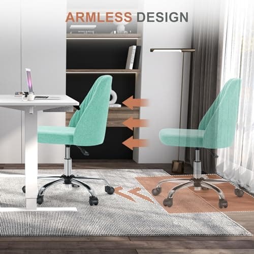 DUMOS Office Desk Chair, Modern Cute Rolling Vanity Swivel Task Chairs with Wheels, Comfortable Back Seat Armless for Home, Bedrooms, Office, Study, Student, Adults, Make-up, Dressing Room, Mint 7