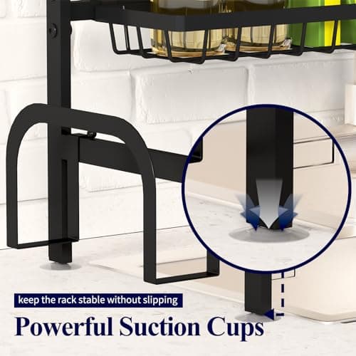 Kitsure Over The Sink Dish Drying Rack - 30.0" to 33.9" x 21.5", Adjustable Sink Drying Rack for Kitchen Sink with Multifunctional Baskets, Black 6