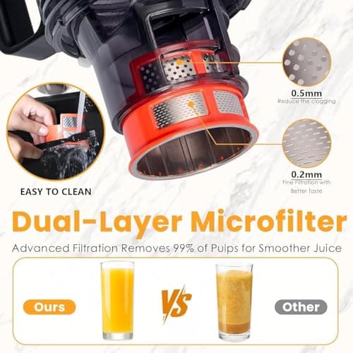 Cold Press Juicer, 5.5inch Wide Feed Chute Juicer Machine, Slow Masticating Juicer for Whole Vegetables & Fruits, Black 5