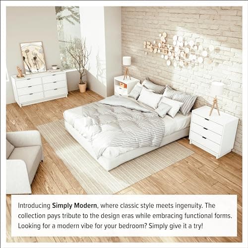 Prepac Simply Modern 6-Drawer Double Dresser for Bedroom, Chest of Drawers, Modern Bedroom Furniture, 52.5” wide x 16” deep x 29.5” tall, White 7