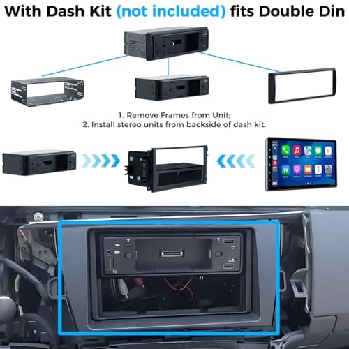 PLZ 10.1" Wireless Single Din Car Radio Stereo with Apple Carplay Android Auto Touch Screen, Car Play Audio Receivers Headunit, Bluetooth 5.3, Backup Camera, 240W, 2 Subwoofers, Navigation, FM/AM, SWC 7