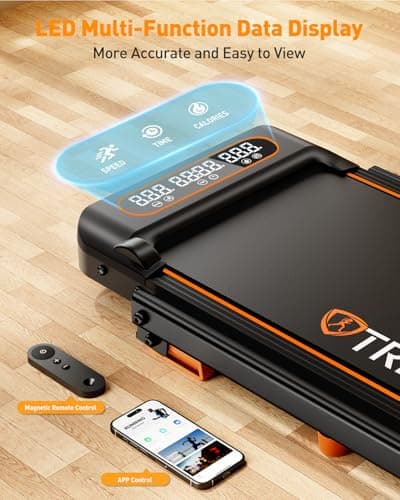 Trisomy Upgrade 3.5HP Walking Pad Treadmill with Incline & Handle Bar, Small Treadmill, Portable Walking Pad 300+ LB Capacity for Home Office, Under Desk Walking Running Pad with Remote, Smart App 7