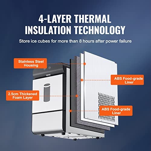 VEVOR Countertop Nugget Ice Maker, 37lbs in 24Hrs, 2 Way Water Refill Self Cleaning Nugget Ice Maker with Scoop and Basket for Home Kitchen Office Party 5