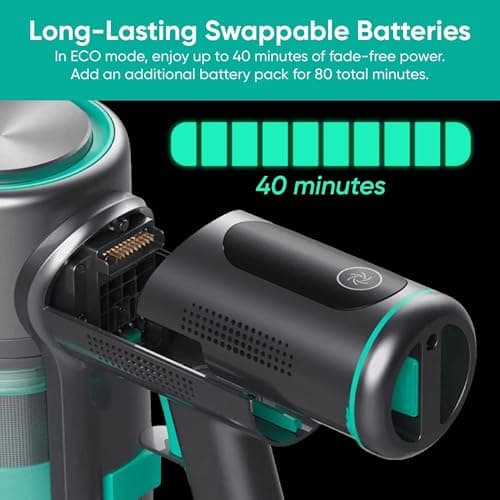 Wyze Cordless Vacuum Cleaner with 20000Pa Powerful Suction, Lightweight Stick with HEPA Filter, 300W Powerful Brushless Motor, 40mins Runtime in Eco Mode, for Home Hard Floor Carpet Pet Hair 8