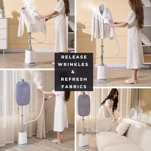 SALAV Standing Garment Steamer w/Smart Auto-Off, 1500W Powerful Steam, Adjustable Ironing Board, 6 Steam Settings for Various Fabric Types, LED Display, Fast Wrinkle Removal for Home & Business Use 8
