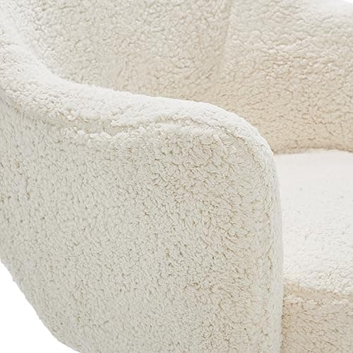 Serta Valetta Home Office Chair, Home Desk Chair with Memory Foam Padding, Midcentury Modern Style, Chrome-Finished Stainless-Steel Base, Cream Fuzzy Faux Fur 5