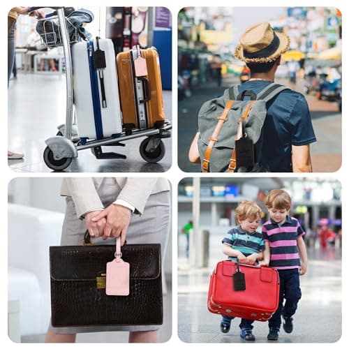 Arae Luggage Tags for Suitcase Handbags Backpacks, PU Leather Baggage Tag with ID Label and Full Privacy Protection Travel Set Accessories - 2 Packs (Mixed) 7