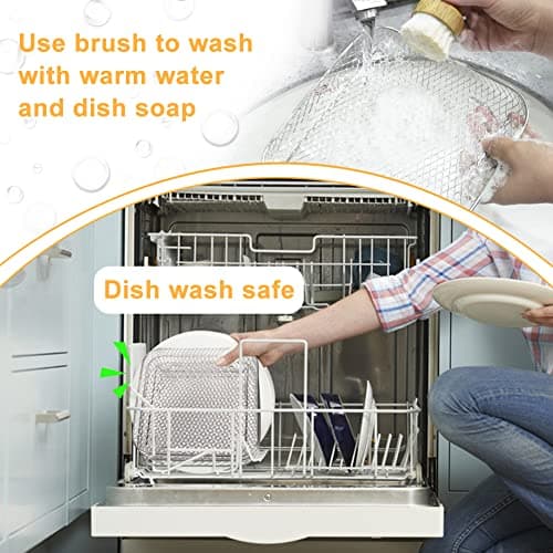 BYKITCHEN 8 inch Square Air Fryer Rack, 3pcs Stackable Stainless Steel Dehydrator Rack with Silicon Feet, Square Air Fryer Accessories for Cosori, Instant Vortex, Ninja Pro XL 6.5 QT AF181 & More 9