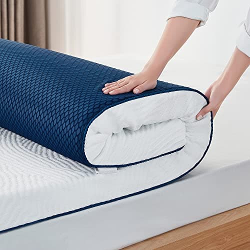 LINSY LIVING 3 Inches Cooling Gel Memory Foam Mattress Topper, Soft Bed Topper Full with Tencel Cover, CertiPUR-US and Oeko-TEX Certified, Full Size White