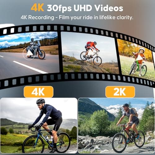 Action Camera 4K 30fps with GPS Tracker, Wireless Bike Camera, Cycling Speedometer/Odometer, Free 64G Card, Anti-Shake Sport DV, IP65 Waterproof, Bicycle Light, Cycling Computer with APP Support, Grey 5