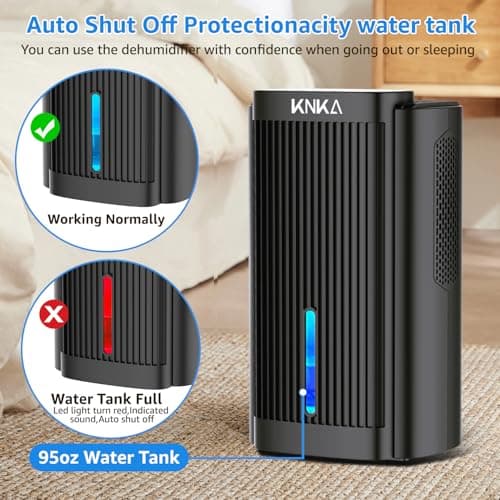 Dehumidifier,95 OZ Water Tank, (1000 sq. ft) Quiet Dehumidifier for Basement, Bathroom, RV, Closet, Bedroom with Auto Shut Off, Sleep Mode,7 Colors LED Light, Dehumidifiers for Home (Black） 5