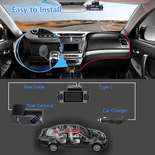4 Channel Dash Cam 360° View,4K Front Rear Inside Dashcam,Left Right Dash Camera for Cars,Built-in GPS, 5G WiFi,Voice Control,Night Vision, 24/7 Recording Parking Mode Monitor, Free 128G Card 9