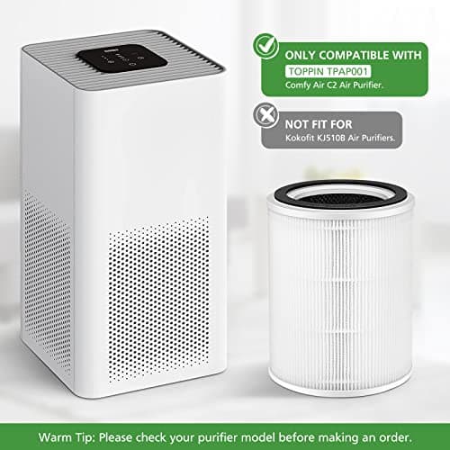 TPAP001 Replacement Filter, Only Compatible with TOPPIN TPAP001 Comfy Air C2 Air Purifi-er, 3-in-1 Efficient Filtration for TOPPIN TPAP001 Filter, TPFF001【Not Fit TPAP002 TPAP004 TPAP005 】 6