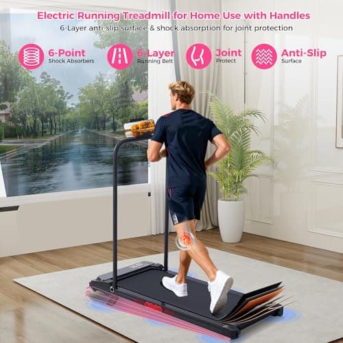 Walking Pad with Handle Bar and Incline, 3.0HP Electric Portable Small Treadmills with Incline for Home Small Spaces, 0.6-7.6MPH Compact Walking Pads Treadmill with Handles, 350LBS 5