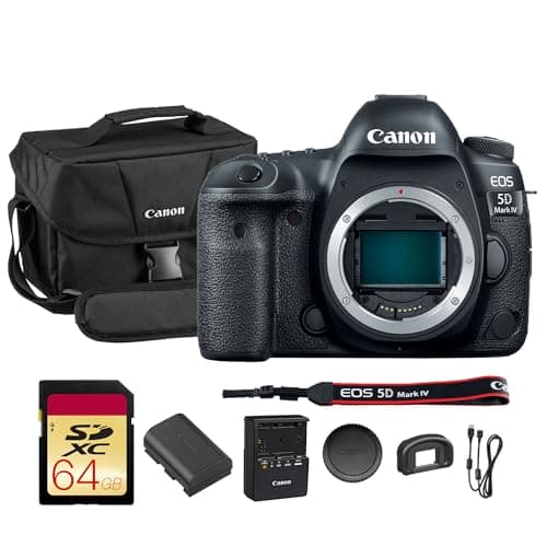Canon EOS 5D Mark IV DSLR Camera (Body Only) – Full-Frame 30.4MP DSLR with 4K Video, Dual Pixel AF & Built-in Wi-Fi (1483C002) + Canon Shoulder Bag + 64GB Memory Card