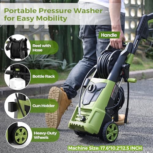 Himotor Electric Pressure Washer - 4000PSI 2.8GPM Electric Power Washer with 35ft Cord 26ft Hose, High Pressure Washers Includes 5 Nozzles, Foam Cannon for Cars, Homes, Driveways 6