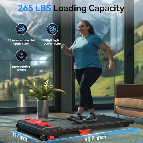 Servfit Walking Pad with Incline, 2.5HP Under Desk Treadmill, 3 in 1 Portable Treadmill with Remote Control, LED Display, Hidden Safety Switch, Mini Walking Jogging Machine for Home Office, Red 5