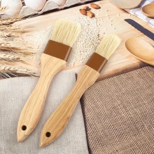 2 Pcs Natural Bristle Pastry Brush, Beech Wooden Handle Basting and BBQ Brushes for Cooking, Butter, Oil, Marinade, Grilling & Baking, Kitchen Food Brush (1 inch & 1.5 inch) 7