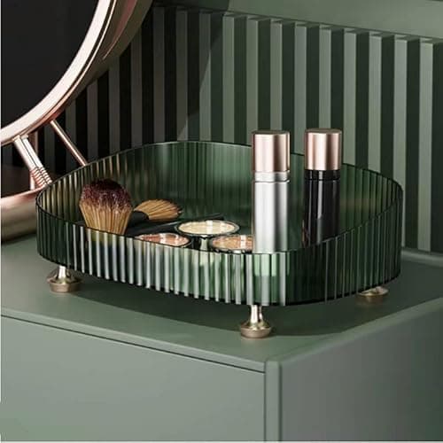 Makeup Perfume Organizer, Bathroom Vanity Tray, Decorative Dresser Tray, Countertop Organizer Tray for Cosmetics, Dark Green 5
