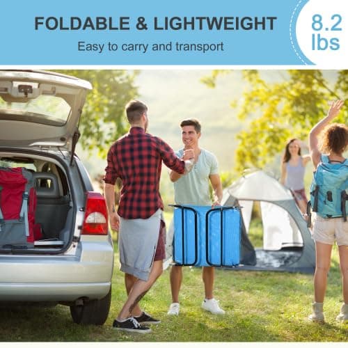 Anwick Folding Chaise Lounge Chair with Pillow, Sun Tanning Chair with 4-Position Reclining Back, Outdoor Lounge Chairs for Outside, Beach, Poolside, Yard, Patio (Blue) 6