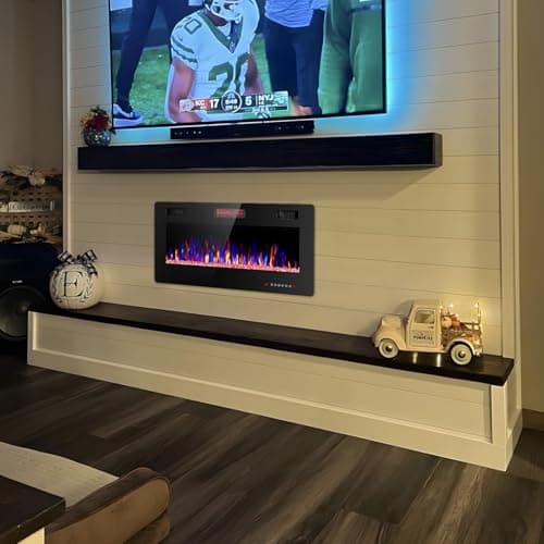 Electactic Electric Fireplace 36 inch, Recessed and Wall Mounted Electric Fireplace with Remote Control, Fireplace Heater, Linear Fireplace with Timer, Adjustable Flame Color, 750w/1500w, Black 5