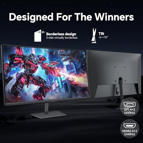 KTC 24.5 inch 400Hz 240Hz Gaming Monitor | Fast IPS 1ms | FHD 1080P Monitor | HDR 400 128% sRGB | HDMI x2, DP x2 |Tilt Adjustability Silver-Gray VESA 360Hz Monitors H25X7 5