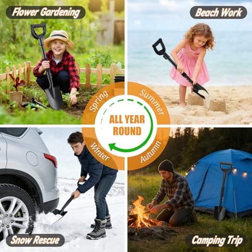 Garden Shovels for Digging, 31 Inch Small Shovel, Heavy Duty Metal Digging Shovel with D-Handle Grip, Short Kids Shovels for Digging, Mini Spade Shovel for Gardening, Camping, Beach, Car, Snow Removal 7
