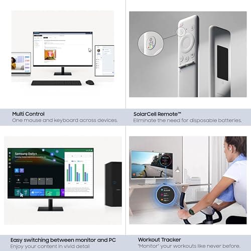 SAMSUNG 43-Inch M7 (M70D) Series 4K UHD Smart Monitor, Speakers, HDR10, USB-C, Multiple Ports, Gaming Hub, SolarCell Remote, Vision Accessibility Tools, LS43DM702UNXGO, Black 8