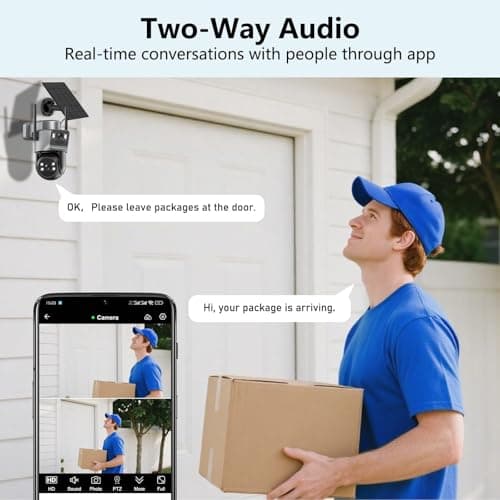 Caluxe 4K Solar Security Cameras Wireless Outdoor, 5G/2.4G WiFi 6, Dual Lens 2-in-1 Home Security Camera, Color Night Vision/2-Way Audio/PIR Motion Alarm/360° PTZ/Auto Human Tracking/Waterproof 2Pack 5