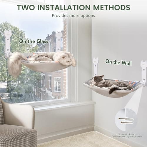 HiPetpy 2 Pack Cat Window Perch, Glow in The Dark Foldable Cat Hammock with Sunken Design & Removable Soft Cover, Breathable Cordless Window Bed for Resting Indoor Kitten (Shallow Perch, 2 Pack - M) 7