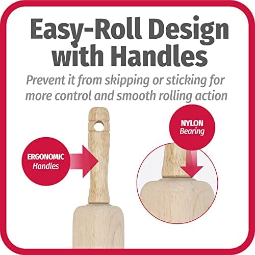 GoodCook Classic Wooden Rolling Pin with Easy Roll Bearings 5