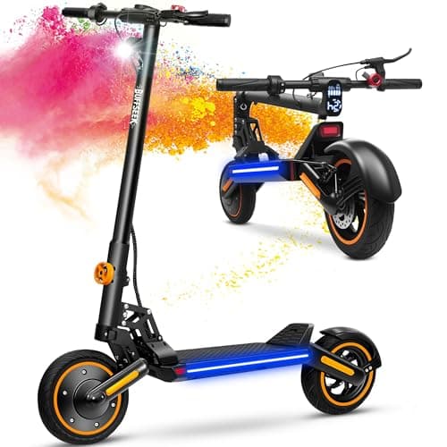 Electric Scooter for Adults - 500W Motor/10”Solid Off-Road Shock Tire,24MPH Max Speed Folding E-Scooter,Front and Rear Dual Suspension Lightweight Scooter for Campus Passage Urban Travel,UL Certified