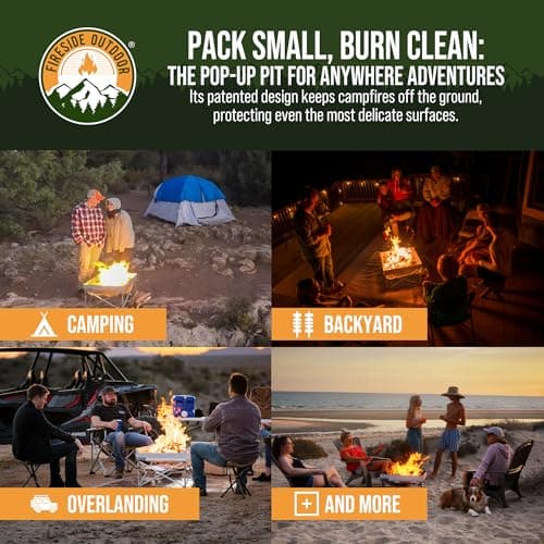 Fireside Outdoor Portable Fire Pit for Camping, Portable Fire Pit Grill for Backyard, Outdoor Firepit with Heat Protect, Camping Firepits, Standing Bonfire Outside for Backyard, 8 lb Weights - 24 inch 5
