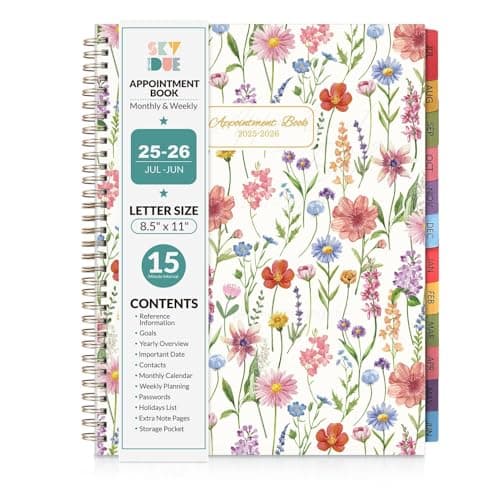 SKYDUE Appointment Book 2025-2026, Academic Hourly Planner from July 2025 - June 2026, 8.5" X 11" Weekly & Monthly Schedule Planner with 15-Minute Interval- Perfect for Daily Planning