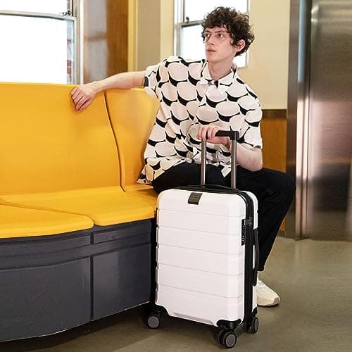 KROSER Hardside Expandable Carry On Luggage with Spinner Wheels & Built-in TSA Lock, Durable Suitcase Rolling Luggage with USB Port, Carry-On 20-Inch, White 6