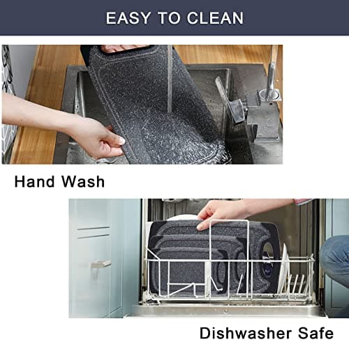 Cutting Boards for Kitchen, Large-Small Cutting Board Set of 3, Dishwasher Safe, Juice Groove, Easy Grip Handle, Non-Slip Rubber Cutting Board 5