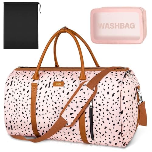 Convertible Garment Duffle Bags for Travel - Carry On Garment Bags With Toiletry Bag, Large Weekender Bags for Women Men 2 in 1 Hanging Suitcase Suit Travel Duffel Bags (Pink Leopard)