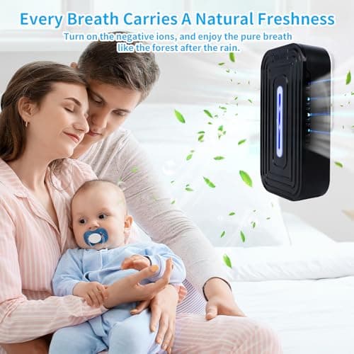 PVACG 2 Pack 8-Emitter Negative Ion Air Purifier, Plug in Ionic Air Cleaner with Blue Light Quiet and Energy Saving Air Ionizers for Home Office Bedroom Bathroom Living Room and Pet Room(2,Black) 5