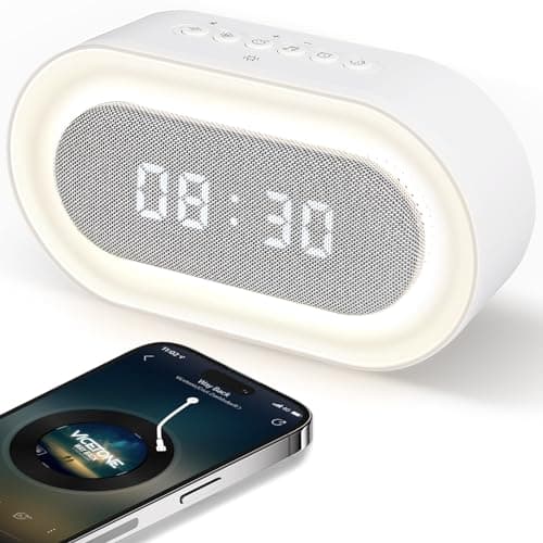 White Noise Machine,Bluetooth Wireless Speaker,Sound Machine with 31 Soothing Sounds Memory Function,Alarm Clock for Bedroom with Night Light,Powered by 2000mAh Battery,24HR Format Only