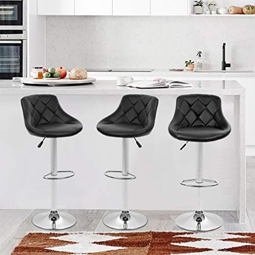 BestOffice Counter Height Bar Stools Set of 2 Bar Stools Swivel Stool Height Adjustable Bar Chairs with Back PU Leather Swivel Bar Stool Kitchen Counter Stools Dining Chairs 2