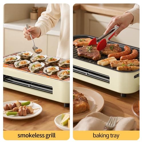 AORAN Indoor Grills Electric Smokeless – Versatile Smokeless Indoor Grill for Home Cooking, Featuring Indoor Grills Electric Smokeless, Skillet Griddle, and Kitchen Griddle White 5