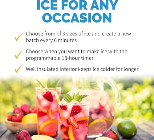 NewAir 50 lb. Countertop Ice Maker | Portable Bullet Ice Machine | 12 Cubes in 7 Minutes, 3 Ice Sizes | Stainless Steel, Self-Cleaning, BPA-Free 6
