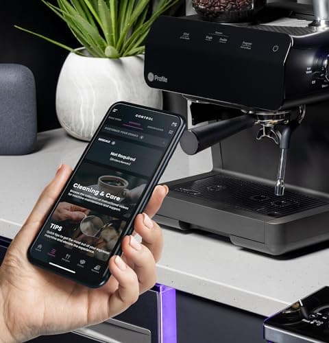 Profile GE Semi Automatic Espresso Machine + Steam Frother | Italian-Made 15 Bar Pump for Balanced Extraction | 15 Adjustable Grind Size Levels | WiFi Connected for Drink Customization | Black 6